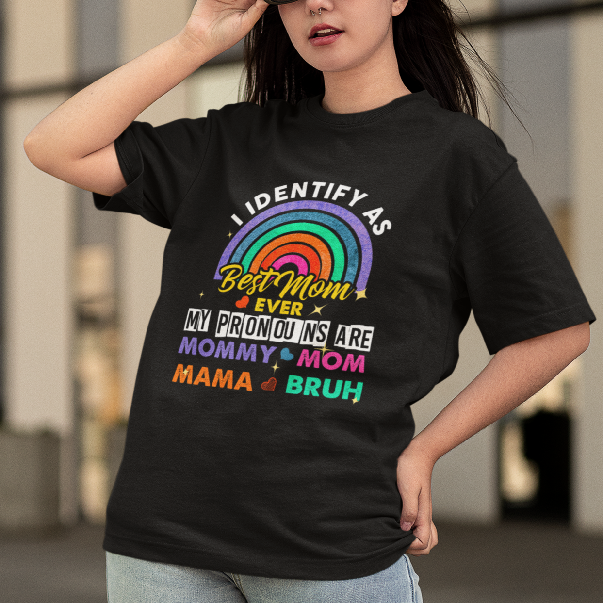 Mother's Day T Shirt Funny I Identify As Best Mom Ever Mother's Day Mom Pronouns - Wonder Print Shop