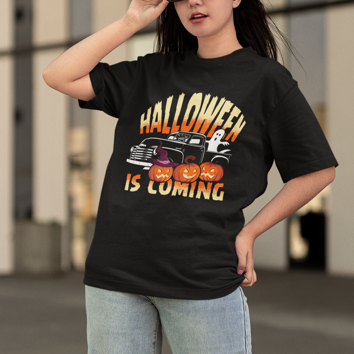 Halloween Season T Shirt Spooky Season Is Coming Scary Pumpkin Car - Wonder Print Shop