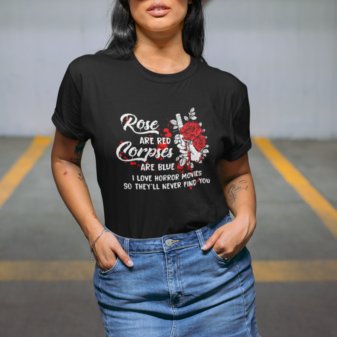 Valentine's Day T Shirt Roses Are Red Corpses Are Blue Horror Rose Bloody - Wonder Print Shop