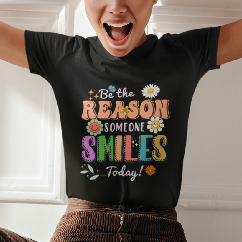 Be The Reason Someone Smiles Today Mental Health Matters Positive Quotes Retro Groovy T Shirt - Wonder Print Shop