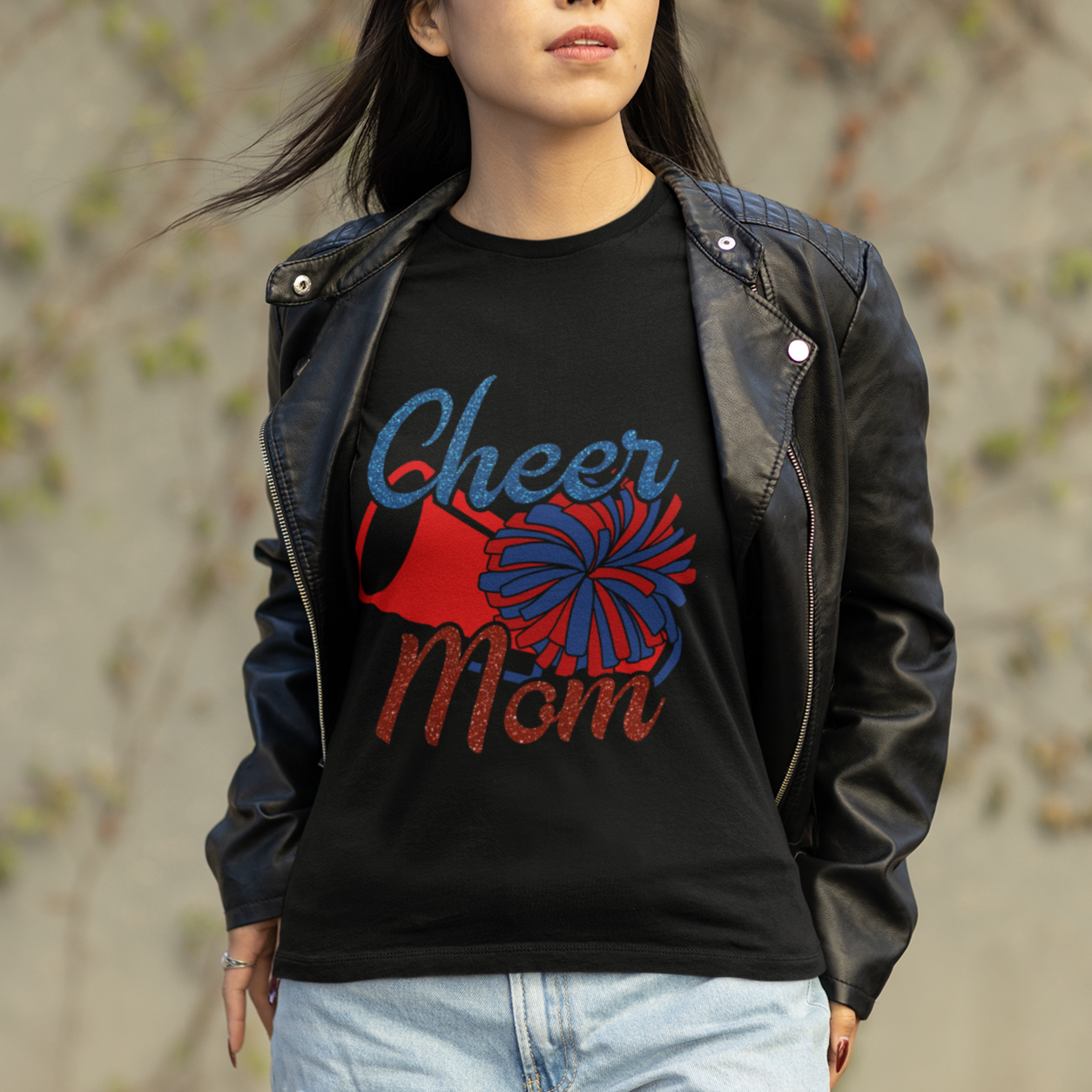 Cheerleading T Shirt For Women Cheer Mom Biggest Fan Cheerleader Pom Pom - Wonder Print Shop