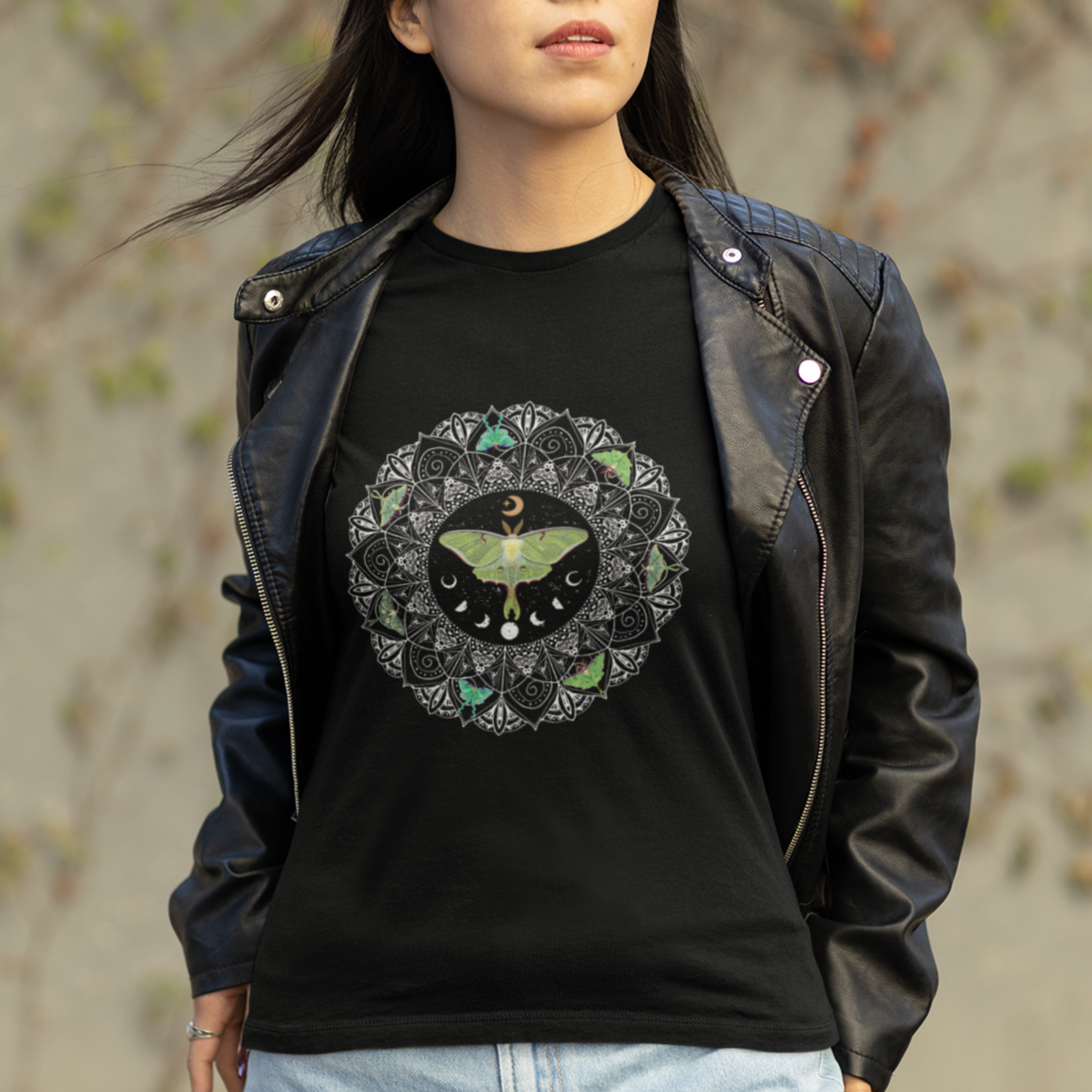 Moth T Shirt For Women Luna Moth Mandala Insect Nature Spiritual Mystic Peaceful Meditation Magical Shirt for Women, Moth T-shirt, Moth Lover Gift, Insect Lover Shirt, Spirituality Shirt - Wonder Print Shop