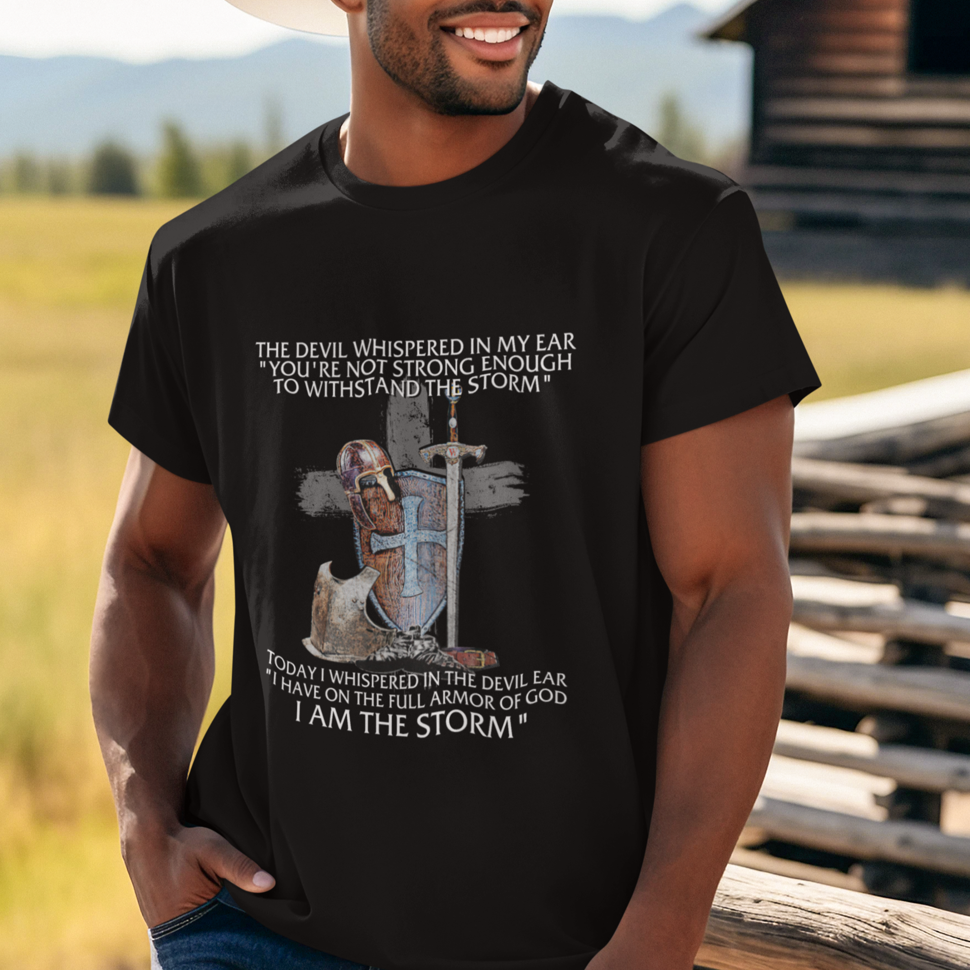 Christian Faith T Shirt The Devil Whispered I Whispered Back I Am The Storm - Wonder Print Shop