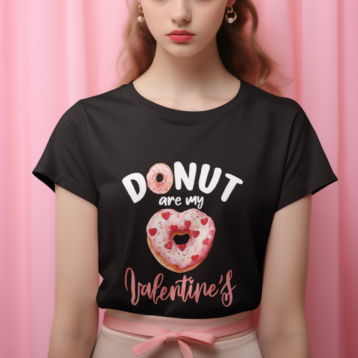 Valentine's Day T Shirt Donuts Are My Valentine Food Joke - Wonder Print Shop