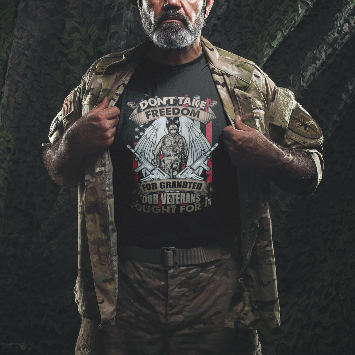 Veteran T Shirt Don't Take Freedom For Granted They Fought For It US Flag Memorial Soldier - Wonder Print Shop