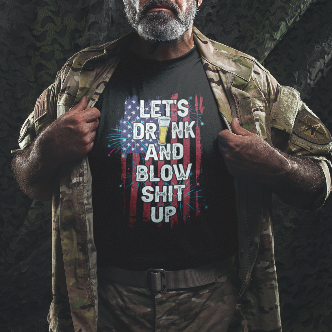 American Patriotic T Shirt Let's Drink And Blow Shit Up - Wonder Print Shop