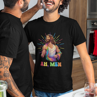 Ah Men Funny LGBT Gay Pride Jesus Rainbow Flag Christian T Shirt - Wonder Print Shop