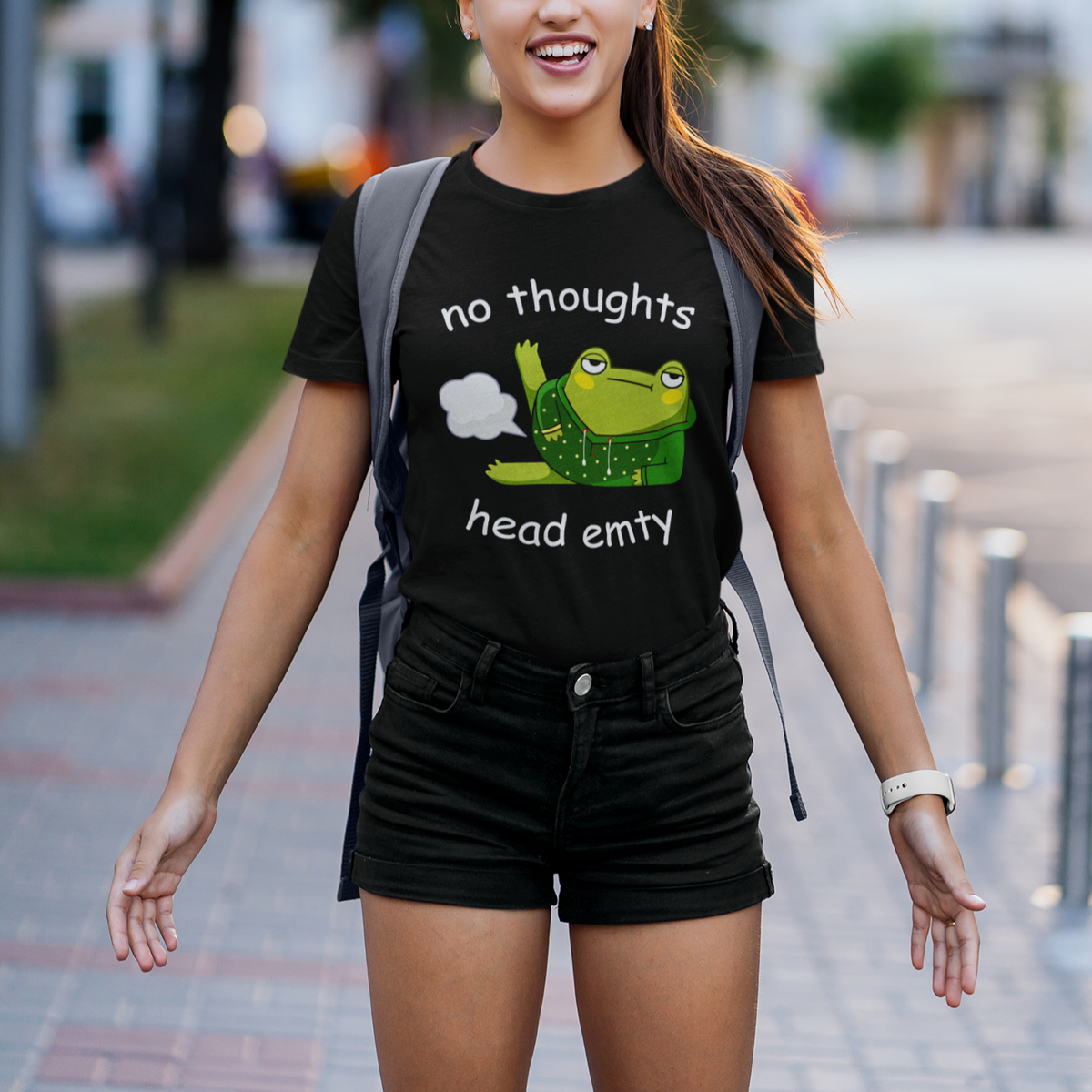 No Thoughts Head Empty Cute Frog Meme Blasting Fart T Shirt - Wonder Print Shop
