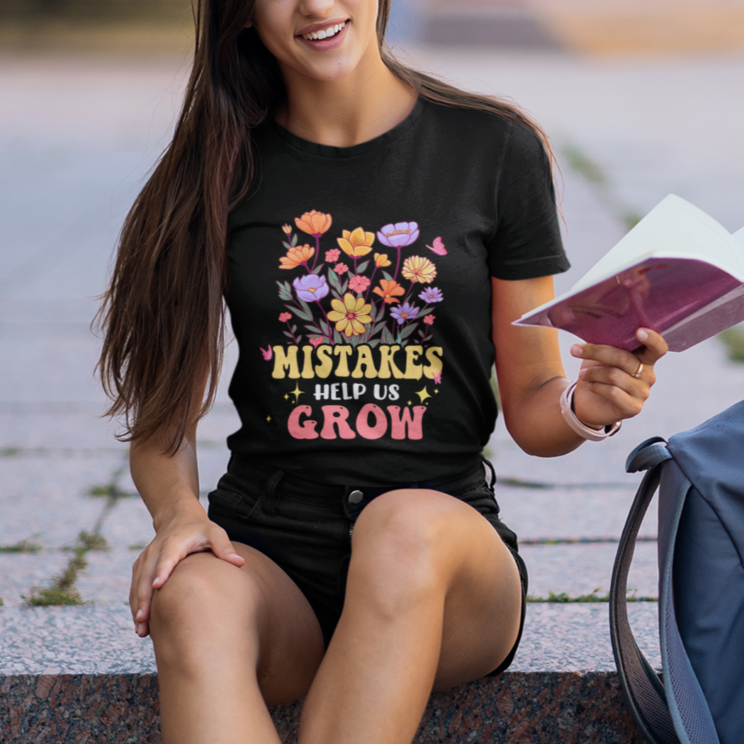 Teacher T Shirt Mistakes Help Us Grow Flowers Motivate Student Inspirational Teacher T-Shirt, Back To School Shirt, Gift For Teacher, - Wonder Print Shop