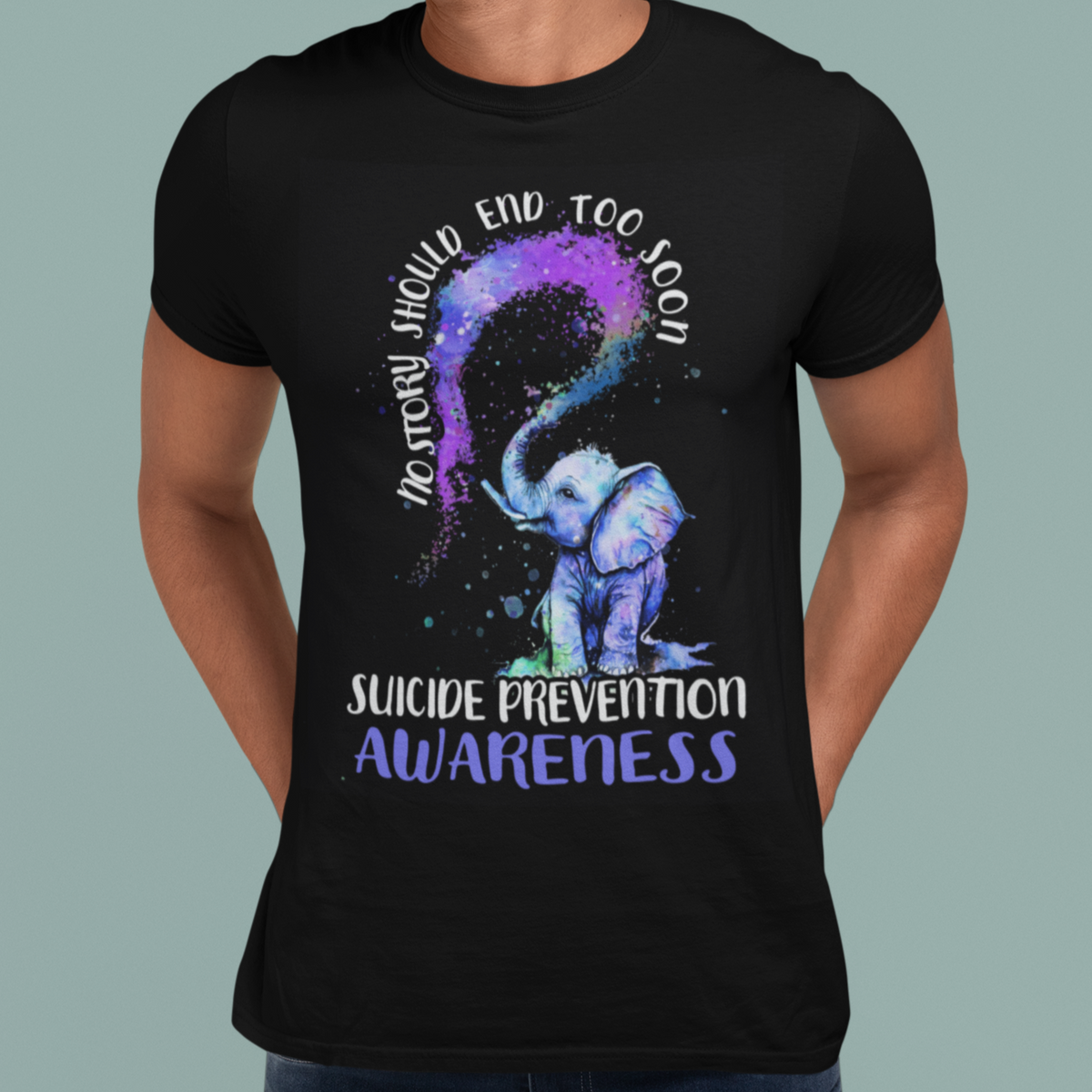 Suicide Prevention Awareness T Shirt No Story Should End Teal Purple Ribbon Suicide Prevention - Wonder Print Shop