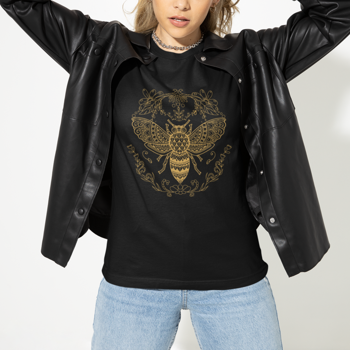 Vintage Mandala Bee Mystical Peaceful Magical Meditation Insect Bug Spiritual Honey Bee T-Shirt For Women, Bee Lover Gifts For Nature Lover T Shirt For Women - Wonder Print Shop