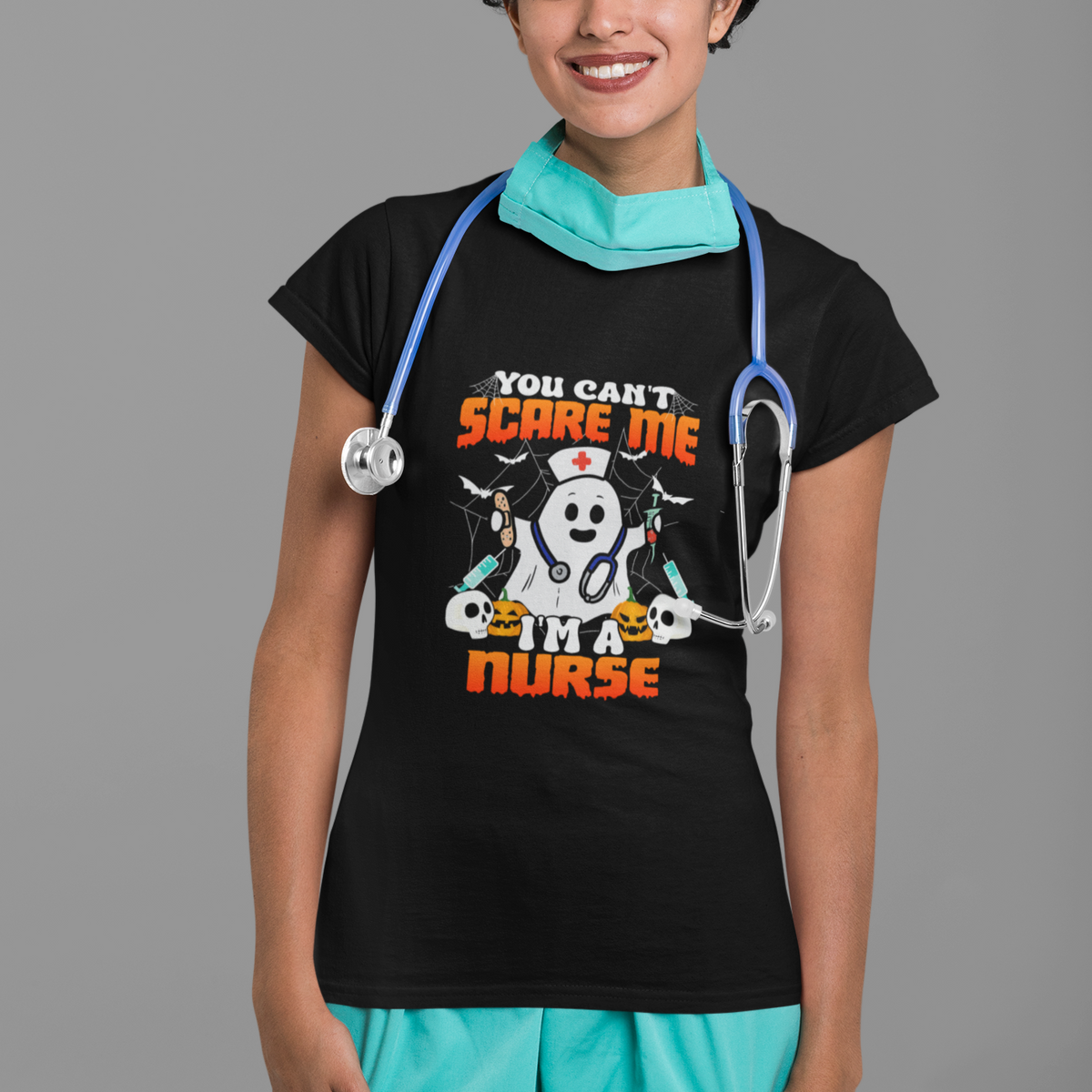Halloween Nurse T Shirt You Can't Scare Me I'm A Nurse RN Boo Sheet Ghost - Wonder Print Shop