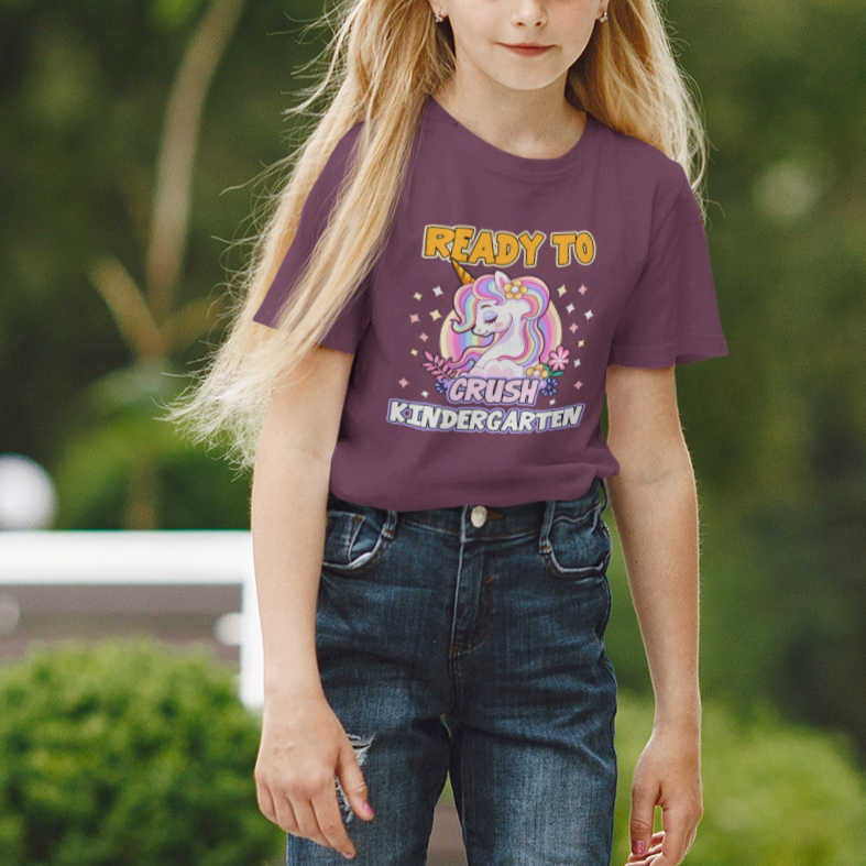 Cute Kindergarten Unicorn T Shirt For Kid I'm Ready To Crush Kinder 1st Day Of School For Girls - Wonder Print Shop