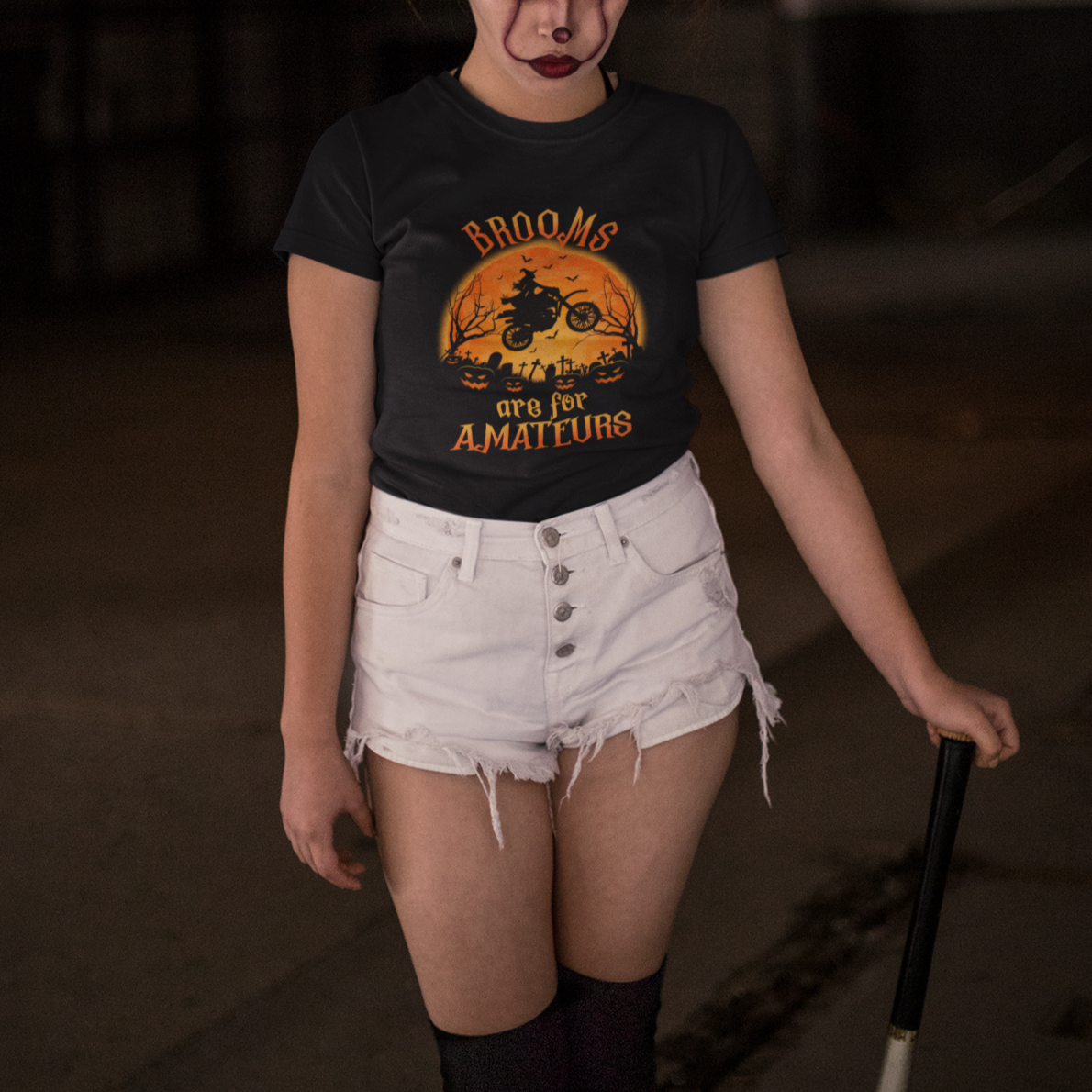 Riding Witch T Shirt Brooms Are For Amateurs Funny Motorbiker - Wonder Print Shop