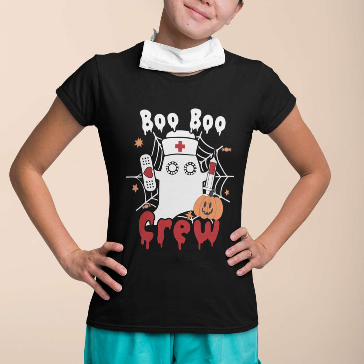 Halloween Nurse T Shirt Boo Boo Crew Nurse Ghost Halloween Costume Boo Sheet - Wonder Print Shop