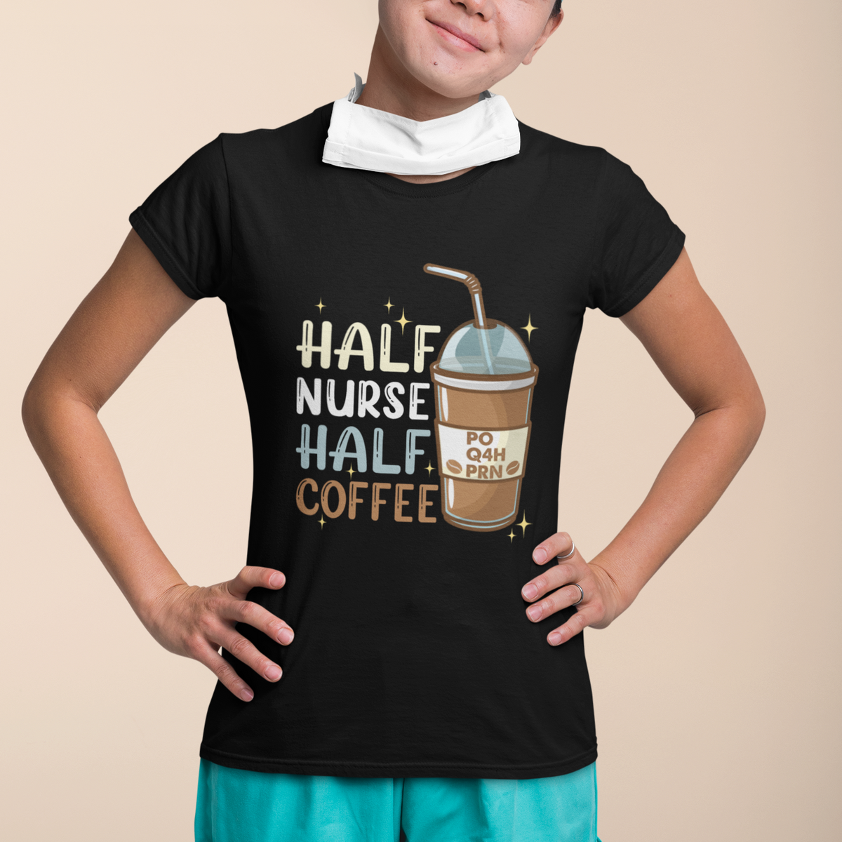 Funny Nurse T Shirt Half Coffee Half Nurse RN LPN Medical Staffs Funny Nurse - Wonder Print Shop