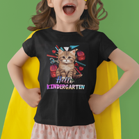 Cute Kindergarten Cat T Shirt For Kid Hello Kinder 1st Day Of School - Wonder Print Shop