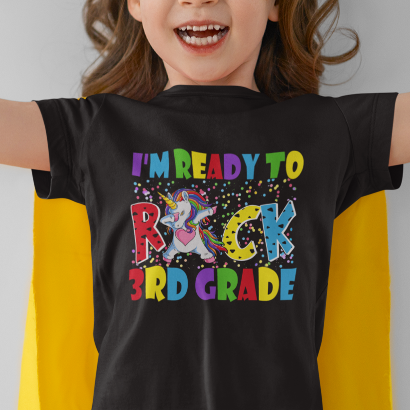 3rd Grade T Shirt For Kid I'm Ready To Rock Third Grade Student Back To School Unicorn - Wonder Print Shop