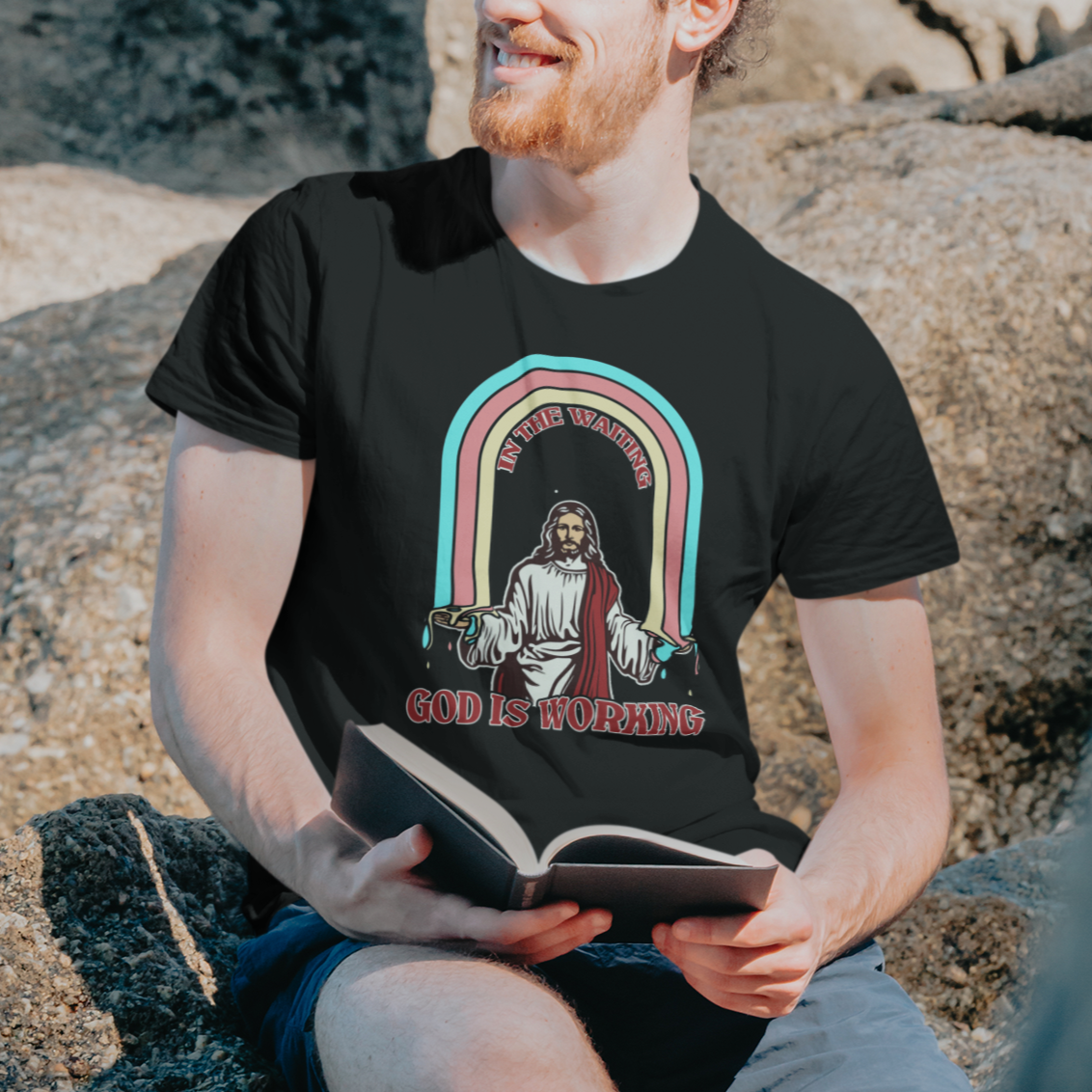 Bible Verse T Shirt Jesus In The Waiting God Is Working Christian Bible Religious - Wonder Print Shop