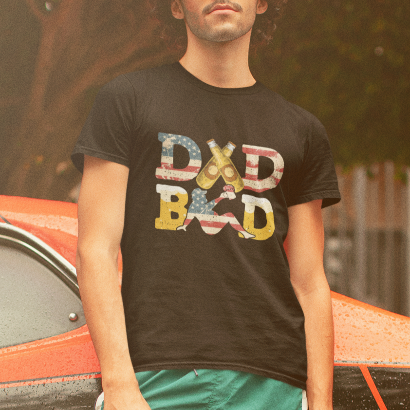Father's Day T Shirt American Flag Funny Dad Bod Father Figure Beer Love Beer Dad - Wonder Print Shop