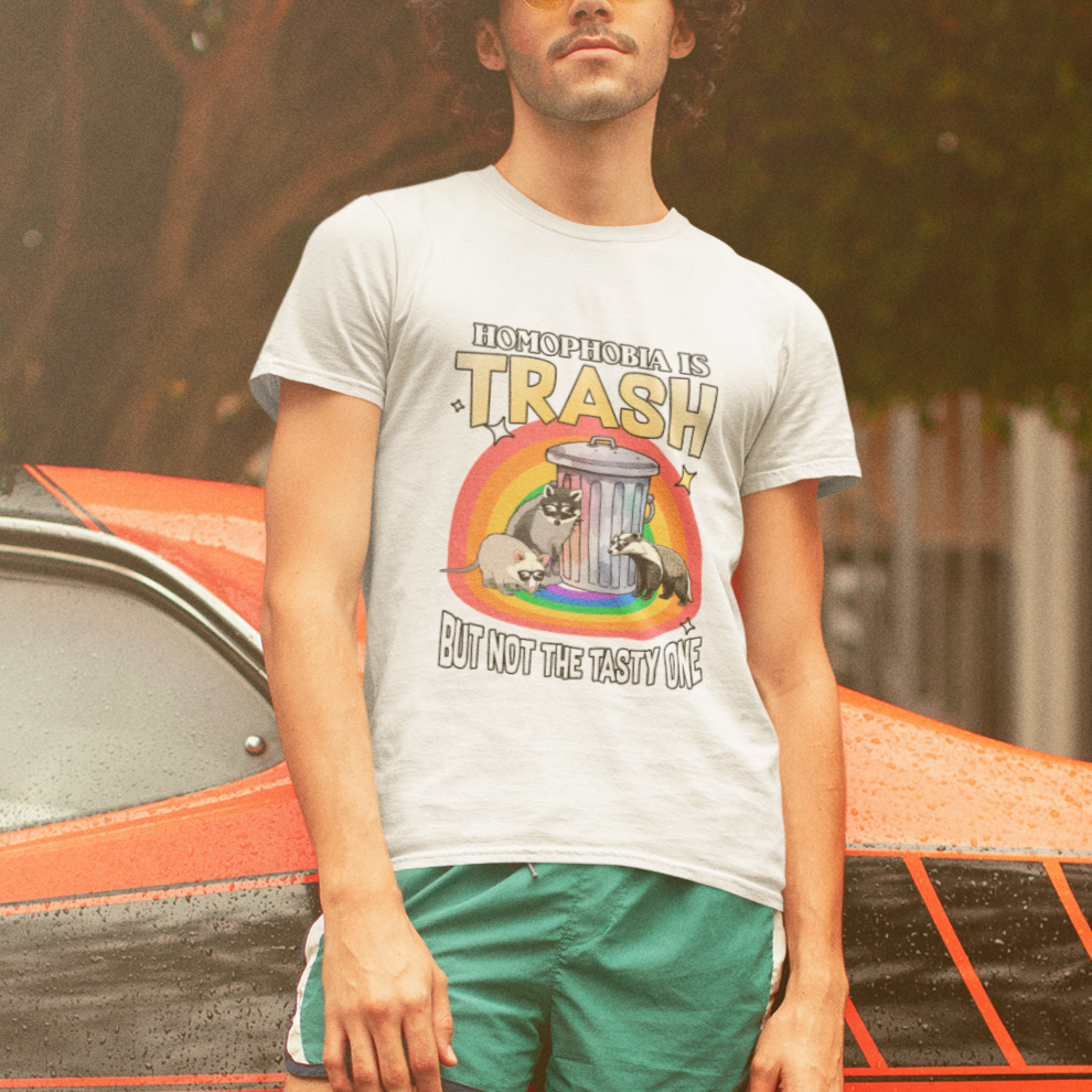 Sarcastic LGBT T Shirt Homophobia Is Trash Gay Pride Raccoon Opossum Ally - Wonder Print Shop