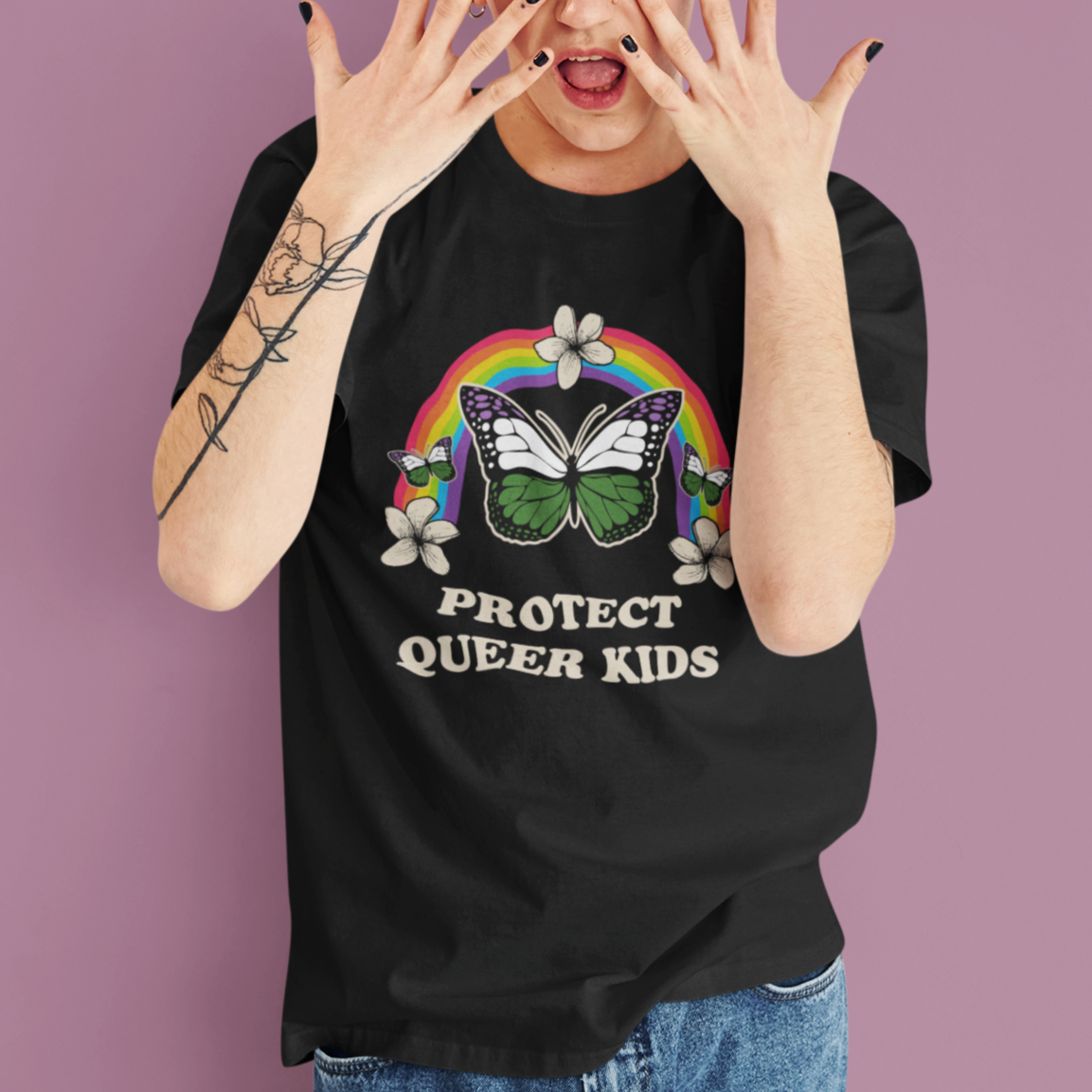 LGBT Queer Pride T Shirt Protect Queer Kids Queer Youth Queer Butterfly LGBT Ally - Wonder Print Shop