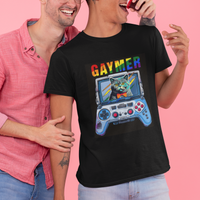 Gaymer Cat LGBT Gay Pride Rainbow Video Game T Shirt - Wonder Print Shop