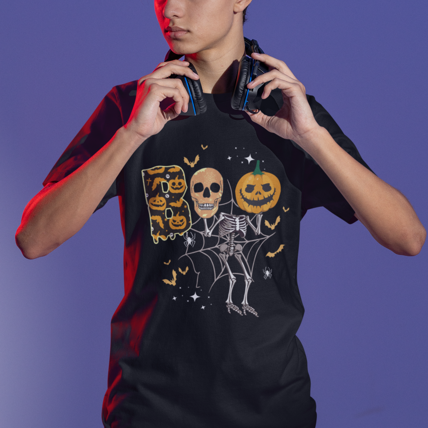 Halloween T Shirt Spooky Boo Dancing Skeleton Skull Scary Pumpkin Halloween T-Shirt for Halloween lovers, Spooky Season Shirt, Ghosts - Wonder Print Shop