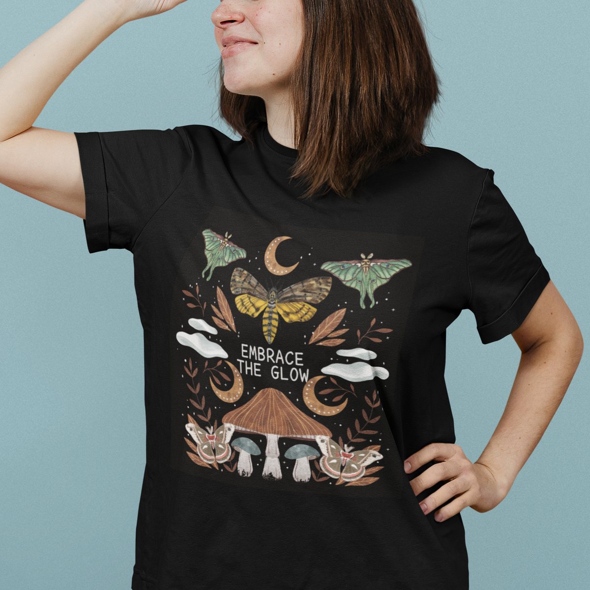 Dark Academia Celestial Cottagecore Luna Moth Cecropia Moth Dead Moth Embrace The Glow Occult Moth T-Shirt For Women, Moth Spirituality T Shirt For Women - Wonder Print Shop