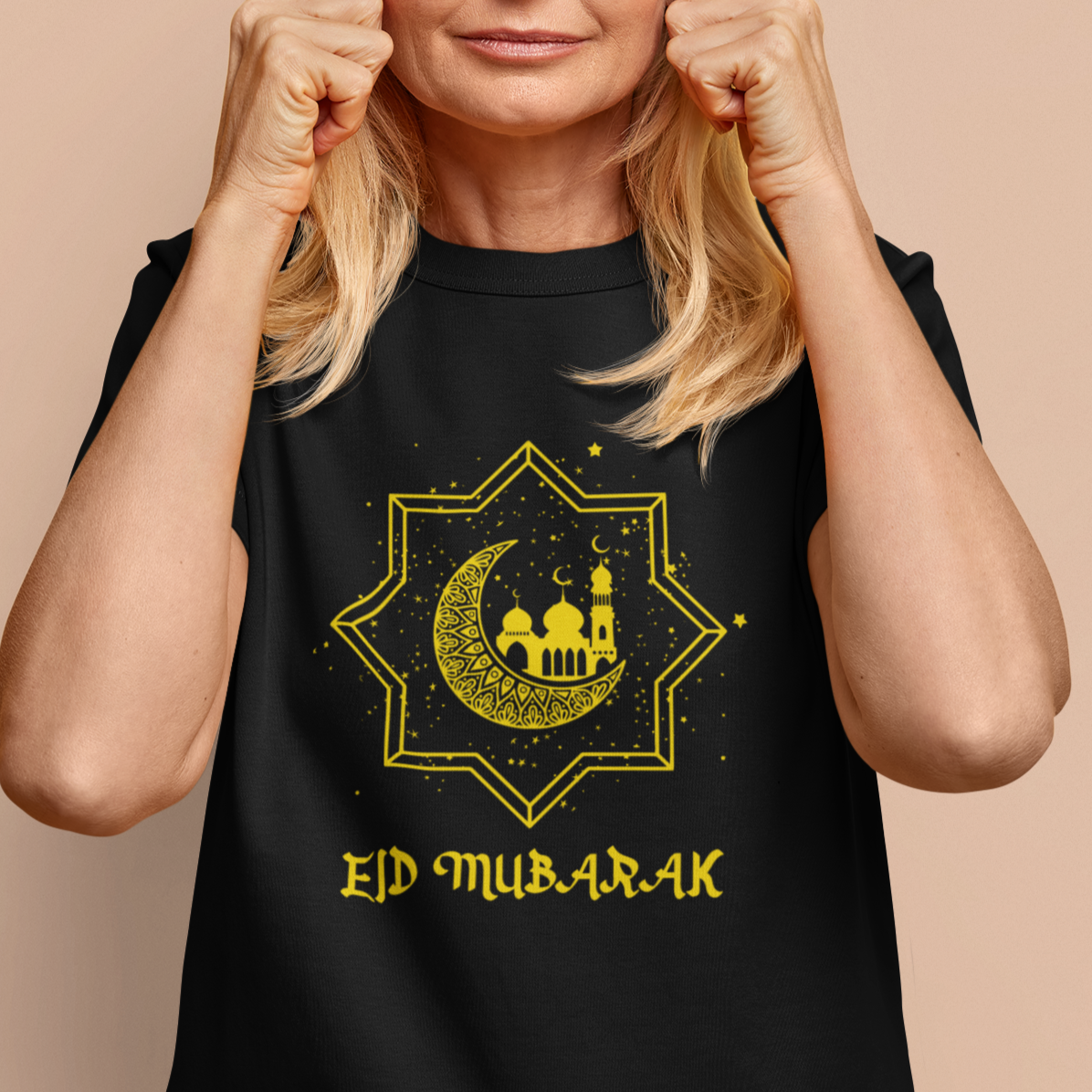 Eid Mubarak T Shirt Happy Eid Mubarak for Muslim Eid al Fitr Ramadan Mubarak Arabic Ramadan Fasting - Wonder Print Shop