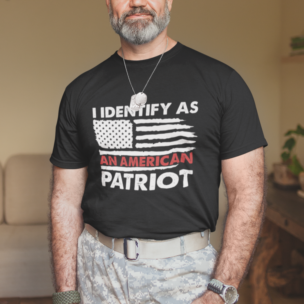 Patriotic T Shirt I Identify As An American Patriot American Flag - Wonder Print Shop