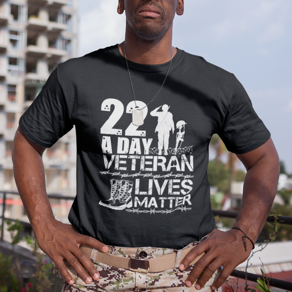 Veteran PTSD T Shirt 22 Every Day Veteran Lives Matter Suicide Awareness - Wonder Print Shop