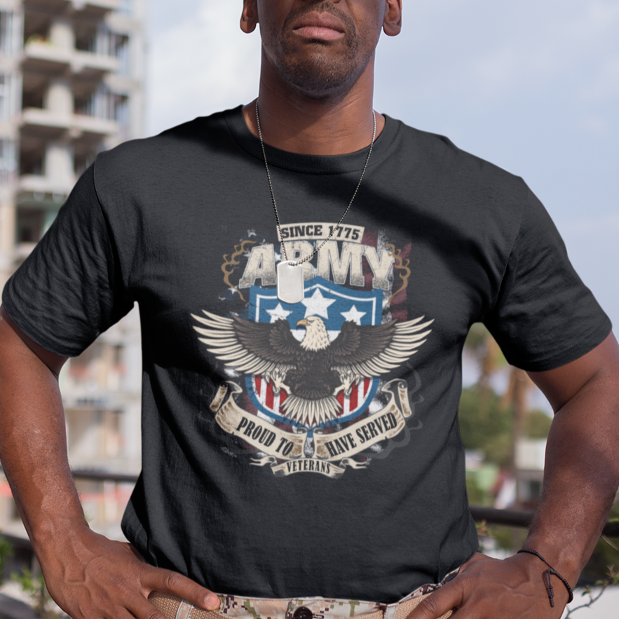 American Veteran T Shirt Since 1775 Army Proud To Have Served Veterant - Wonder Print Shop