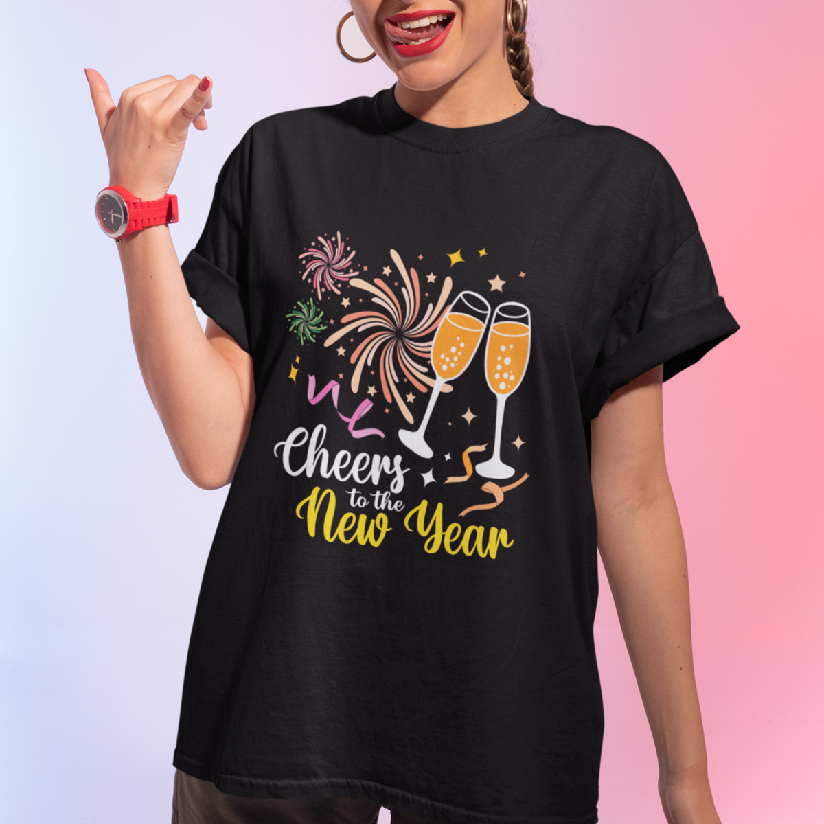 Cheers To A Happy New Year Eve Party T Shirt - Wonder Print Shop