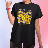 Childhood Cancer Awareness T Shirt Hope For A Cure Butterfly Flower - Wonder Print Shop
