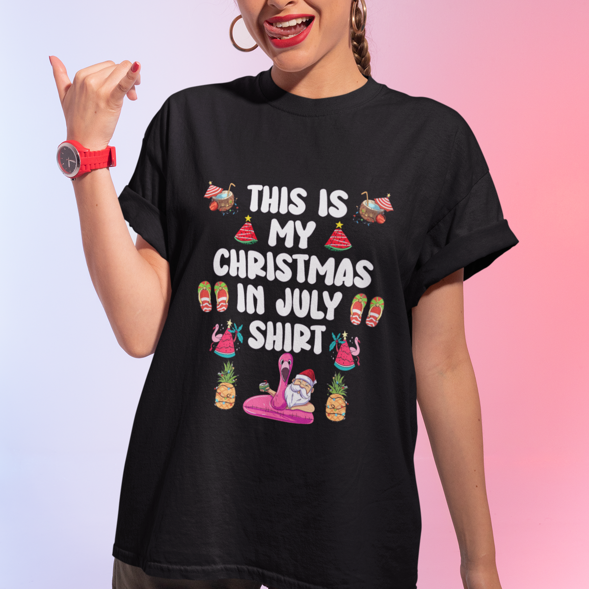 Christmas in July T Shirt This Is My Christmas In July Shirt Xmas Santa Summer Beach - Wonder Print Shop