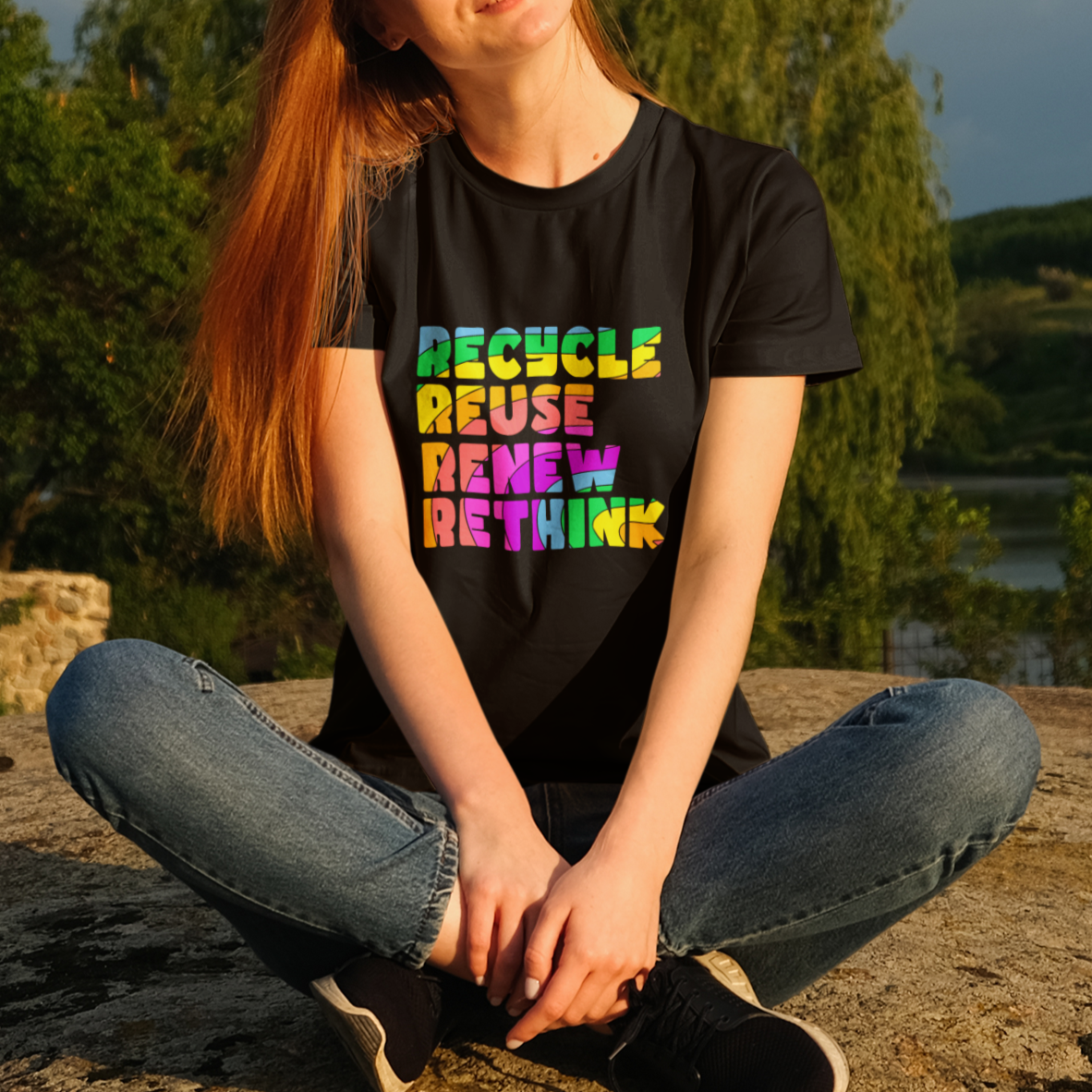 Earth Day T Shirt Recycle Reuse Renew Rethink Earth Day Environmental Activism - Wonder Print Shop