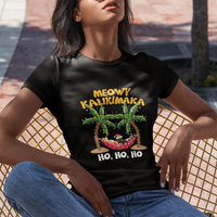 Christmas In Hawaii T Shirt Meowy Kalikimaka Cat Chillin' Ho Ho Ho Xmas Palm Tree - Wonder Print Shop