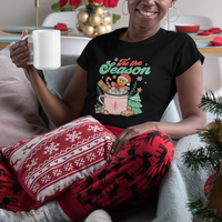Tis The Season Groovy Retro Christmas Gingerbread Hot Cocoa T Shirt - Wonder Print Shop