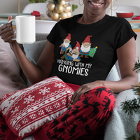 Hanging With My Gnomies Funny Christmas Garden Gnome T Shirt For Women - Wonder Print Shop