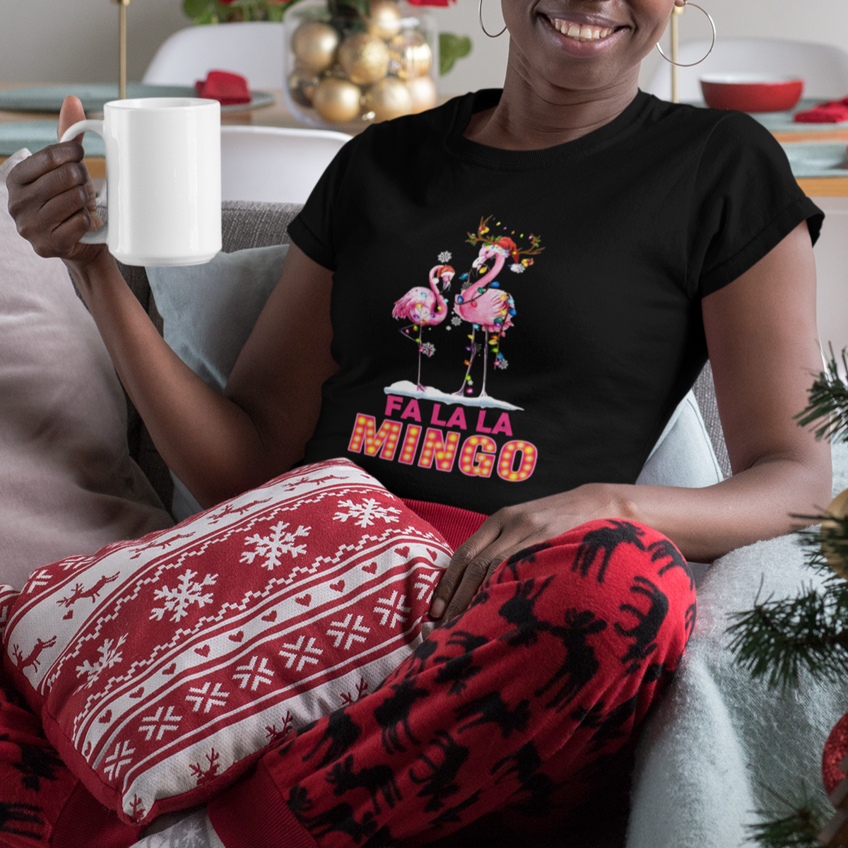 Fa La La Mingo Flamingo Hawaiian Retro Christmas T Shirt - Wonder Print Shop