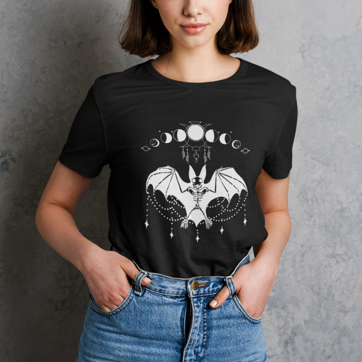Halloween Bat T Shirt Stay Spooky Witchy Celestial Dark Academia - Wonder Print Shop