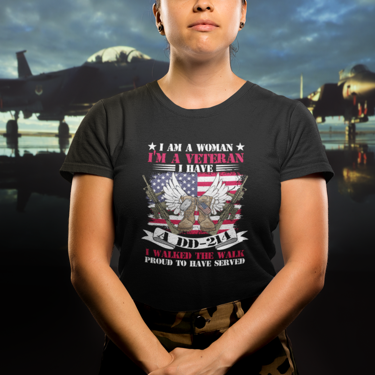 I Am A Woman I'm A Veteran I Have A DD-214 I Walked The Walk T-Shirt for Female Veteran, Women Veterans Shirt, DD214 Shirt, US Military T Shirt TS02