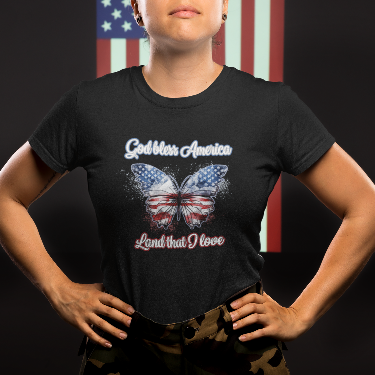 American Patriotic T Shirt God Bless America Land That I Love - Wonder Print Shop