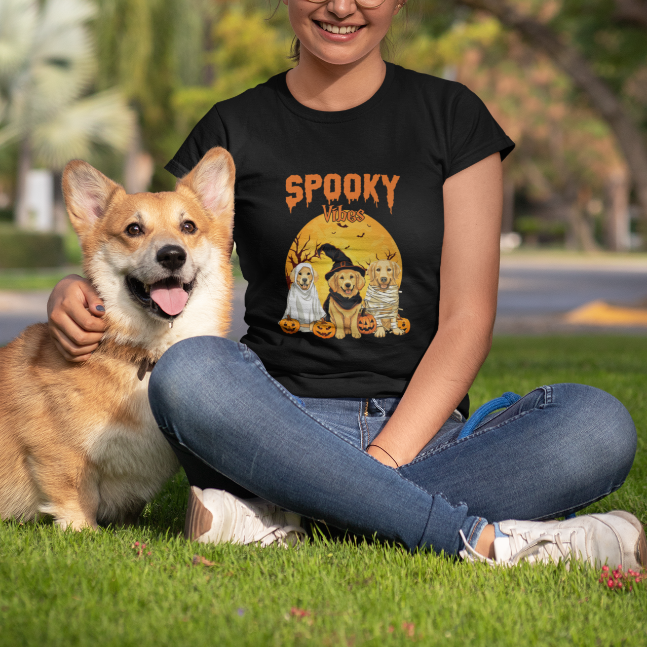 Halloween Golden Retriever T Shirt Ghost Dogs Boo Sheet Spooky Vibes - Wonder Print Shop