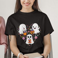 Halloween T Shirt Cute Ghost Dancing In The Candy Rain Spooky Season - Wonder Print Shop