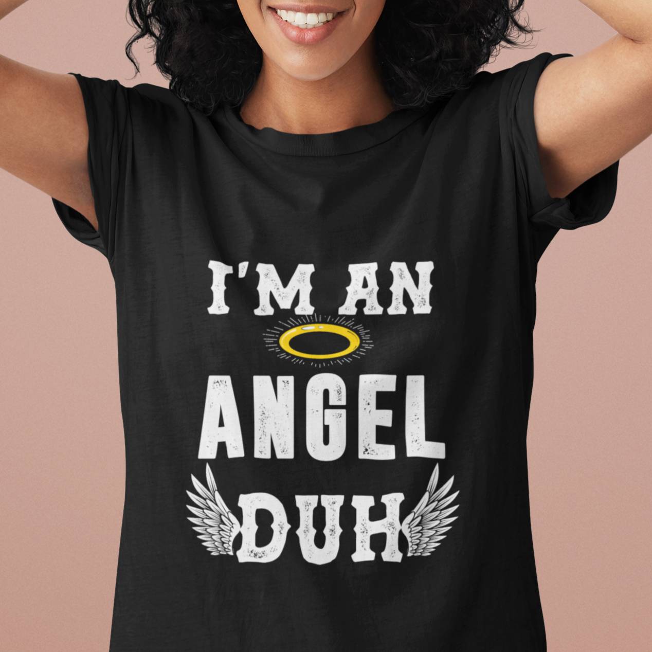 Christmas T Shirt I'm An Angel Duh Lazy - Wonder Print Shop