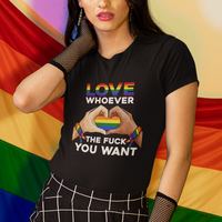 Gay Pride T Shirt Love Whoever The F You Want LGBTQ Rainbow LGBT Pride Month - Wonder Print Shop