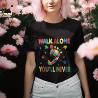 Autism Awareness T Shirt You'll Never Walk Alone Dad Mom Parents Support - Wonder Print Shop