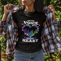 Autism Awareness T Shirt I Am His Voice He Is My Heart Mom Dad Parents Support - Wonder Print Shop